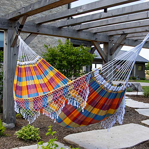 Vivere Authentic Brazilian Cotton Hammock - 450 lb Capacity - color: Carnival
