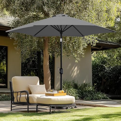 Yaheetech 2 Pack 9FT Outdoor Patio Umbrella Outdoor Table Umbrella w/Push Button Tilt & Crank, Yard Sun Shade UV Protection Waterproof for Pool, Market, Terrace, Beach, Outdoor Restaurant, Gray - color: Gray, size: 9FT