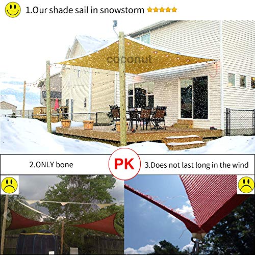 FLY HAWK Rectangle Sun Shades Outdoor, 6' x 8' Patio Sun Shade Sail Canopy Sunshade Cover Sails Shade - Durable Fabric Cloth for Outdoor Garden Yard Pond Pergola Sandbox Deck Courtyard - Gray Color - color: Sand, size: 6' x 8'