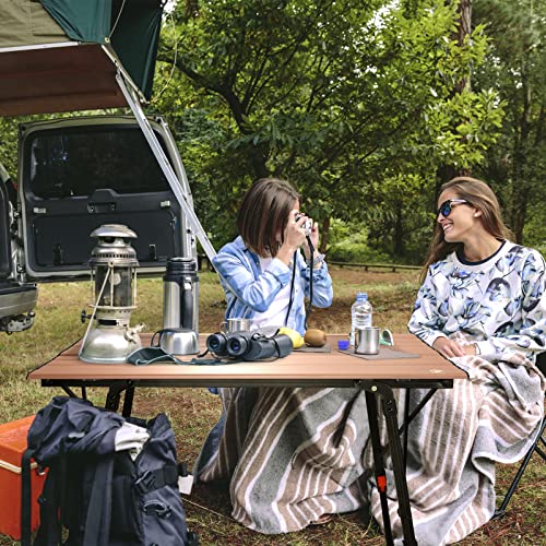 VILLEY Portable Camping Table with Adjustable Legs, Lightweight Aluminum Folding Beach Table with Carrying Bag for Outdoor Cooking, Picnic, Beach, Backyards, BBQ and Party - Gold - color: Gold