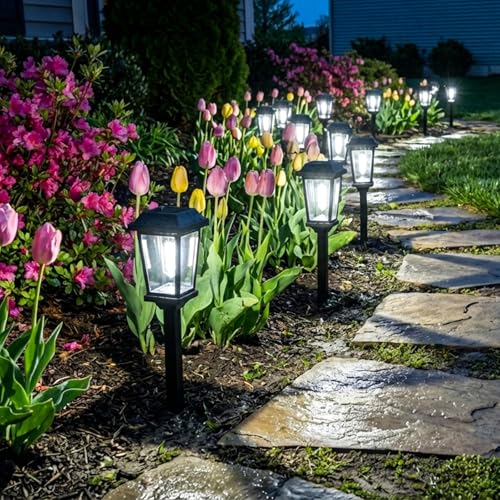 10 Pack Solar Pathway Lights Outdoor, Auto On/Off LED Solar Garden Lights, Decorative Landscape Lighting for Path Yard Walkway Driveway - size: 10Pack