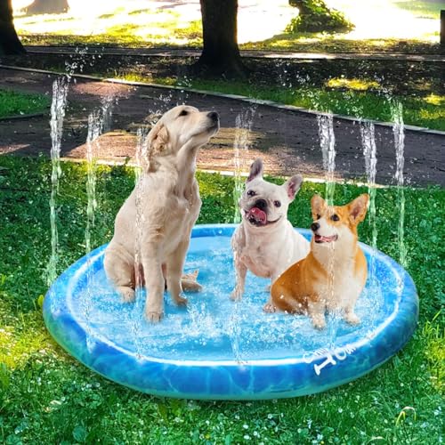 ALL FOR PAWS XL Splash Pad for Large Dogs, 59-inch Summer Splash Water Toy, Anti-Slip Thickened PVC Sprinkler Mat, Outdoor Cooling Play Pad - size: X-Large 59in