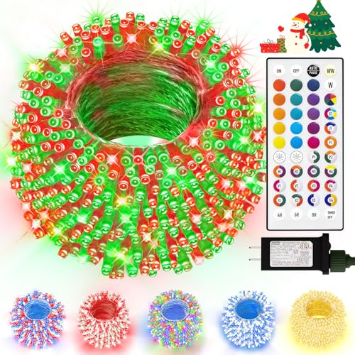 LitHome 99Ft 300 LED Color Changing Christmas String Lights, 35 Colors 9 Modes RGB Christmas Lights with Remote Timer, Dimmable Led String Light Outdoor Plug in, Xmas Tree Light for Indoor Party Decor - color: Clear Wire, size: 300LED / 99FT