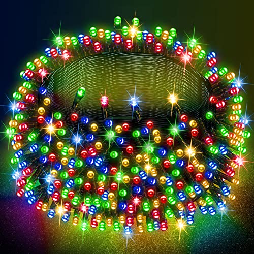 Dazzle Bright Multi-Colored Christmas String Lights, 82ft 1000 LED Waterproof Green Wire Fairy Lights with 8 Modes, Outdoor Lights for Xmas Tree Holiday Wedding Party Christmas Decorations - color: Multicolor, size: 1000 LED
