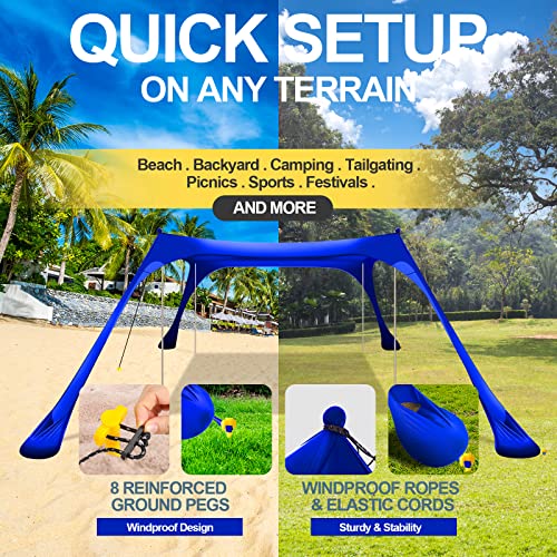 Buheco Beach Tent Pop Up Shade 10x10ft Beach Canopy Sun Shelter UPF50+ with 4 Foldable Poles-Portable Carrying Bag-Sand Shovel-Ground Pegs-Windproof Ropes for Outdoor Family Camping-Fishing- Picnic - color: Navy, size: 10x10FT 4 Pole