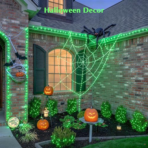 JMEXSUSS 600 LED Green Lights Indoor Outdoor Waterproof, Clear Wire Plug in 168 FT Green Christmas String Lights for Yard Tree Room Garden Halloween Party Xmas Decor, 8 Mode, Remote - color: Green, size: 600 LED
