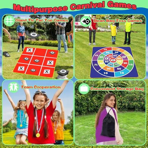 Giant Tic Tac Toe Strap Game Outdoor, Portable Tic Tac Toe Bean Bag Toss with 10pcs Bean Bag, Large Outdoor Lawn Yard Backyard Carnival Field Day, Jumbo Yard Games for Family - style: General