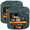 Xpose Safety Heavy Duty Green Mesh Tarp 7' x 18' (2-Pack) – 70% Sunblock Shade Cloth with Grommets for Garden, Fence, Privacy Screen, Canopies, Dump Trucks, Pool Cover – Tear & Weather Resistant - color: Green, size: 7' x 18' (2-Pack)