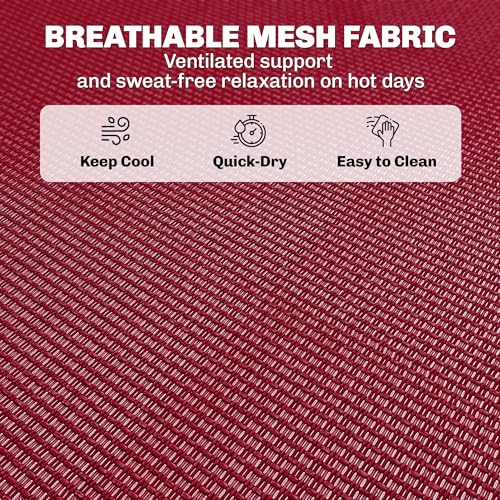 Outsunny Folding Chaise Lounge Chair, Patio Sun Tanning Chair, Outdoor Chaise Lounger with 4-Position Reclining Back, Breathable Mesh Seat for Beach, Poolside, Yard, Wine Red - color: Wine Red, size: 1 Pack