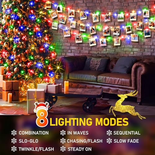 KNONEW Christmas String Lights Indoor Plug in,60FT 180LED Outdoor Waterproof Fairy Lights,8 Lighting Modes,Timer Memory Function for Bedroom Patio Balcony Party (Multicolor) - color: Multicolor, size: 60FT 180 LED