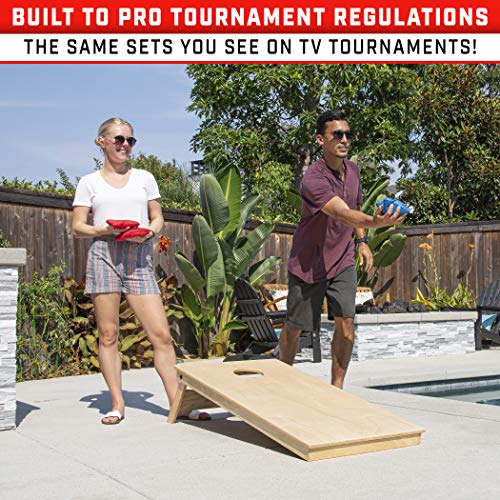 GoSports Tournament Edition Regulation Cornhole Game Set - 4 ft x 2 ft Wood Boards with 8 Dual Sided (Slide and Stop) Bean Bags - style: Classic Tournament Edition