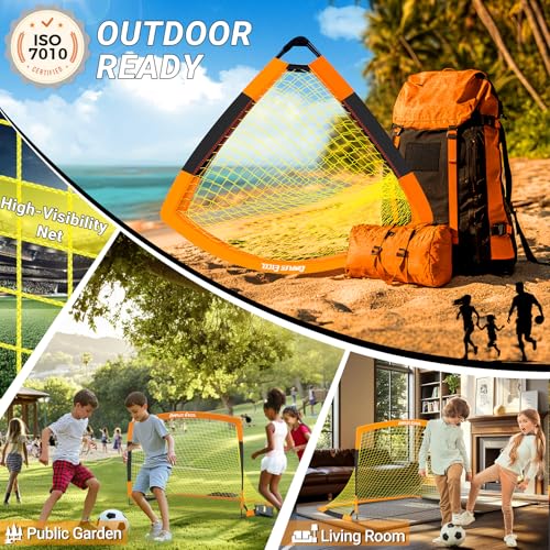 Dimples Excel Soccer Goals Kids Net for Backyard 7x5, 5x3.6, 4x3, 3x2.2 FT - style: 5'x3.6' FT, 2 Set