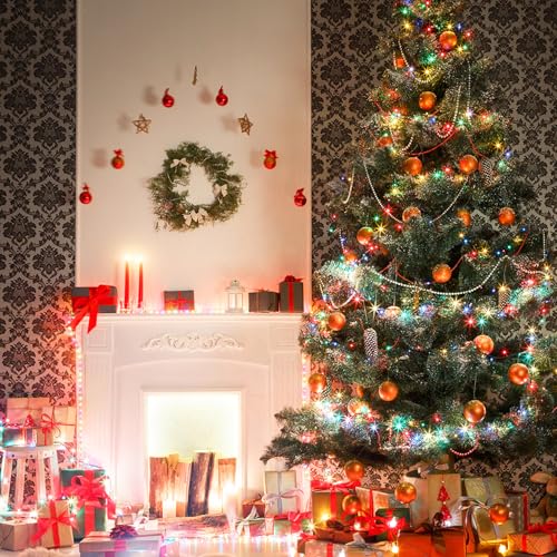 2 Pack Solar Fairy Lights Outdoor, 33 Feet 100 LEDs 8 Modes String Lights for Outside, Waterproof Solar Outdoor Light for Patio Yard Christmas Tree Halloween Wedding Party Decorations, Colorful - color: Colorful, size: 2 Pack 100 LEDs