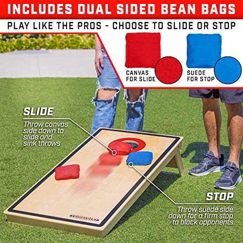 GoSports Tournament Edition Regulation Cornhole Game Set - 4 ft x 2 ft Wood Boards with 8 Dual Sided (Slide and Stop) Bean Bags - style: PRO Tournament Edition