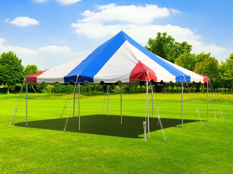 Party Tents Direct 20'x 20' Weekender Canopy Pole Tent with Sidewalls - Easy Up Canopy Tent with 80 Person Capacity - Outdoor Canopies for Parties, Weddings, and Events (Red White and Blue) - color: Red White and Blue, size: 20' x 20'