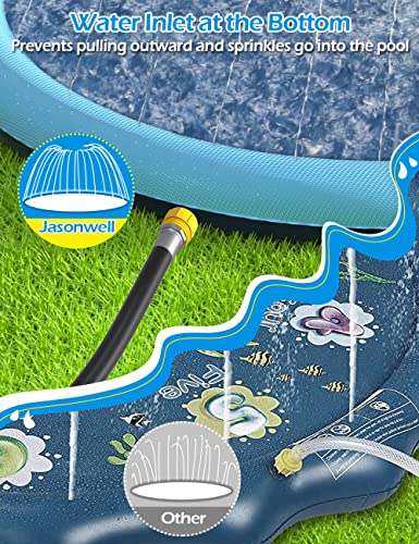 Kids Dog Splash Pad Sprinkler - Jasonwell Non Slip Dog Sprinkler Pad Splash Pool Puppy Dogs Pool Summer Outdoor Water Toys Backyard Durable Splash Pad for Toddlers Kids Small Medium Large Dogs Pet - style: Blue - 60"