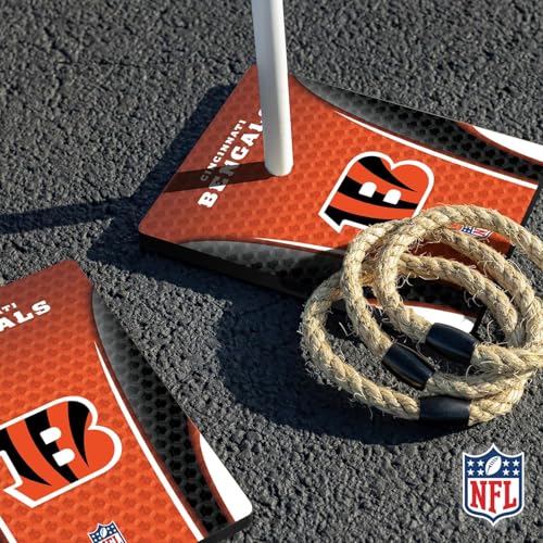 Solid Wood NFL Quoits Set with Direct Print HD Team Graphics – Tailgate Ring Toss Game – Great Gift for Any Football Fan! Ring Toss Family Outdoor Games for The Beach
