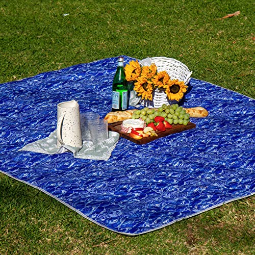 Shwally The Picnic Mat - Indoor/Outdoor Rug with Hand-Drawn Designs - Machine Washable, Water Resistant, Durable & Wipeable Material - Foldable & Easy to Carry - Large - style: Wavy Rainbows