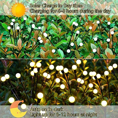 Solar Garden Lights Outdoor, 2 Pack 16 LED Solar Firefly Lights Waterproof, Sway by Wind, Swaying Light for Yard Patio Backyard Garden Planter Flower Bed Pathway Outdoor Decoration (Warm White) - color: Warm White, size: 2 pack