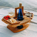 Folding Wooden Picnic Table with Wine Glass Holder - Portable Camping Table for Beach, Park & Outdoor Use, Champagne and Beverage Stand - color: C