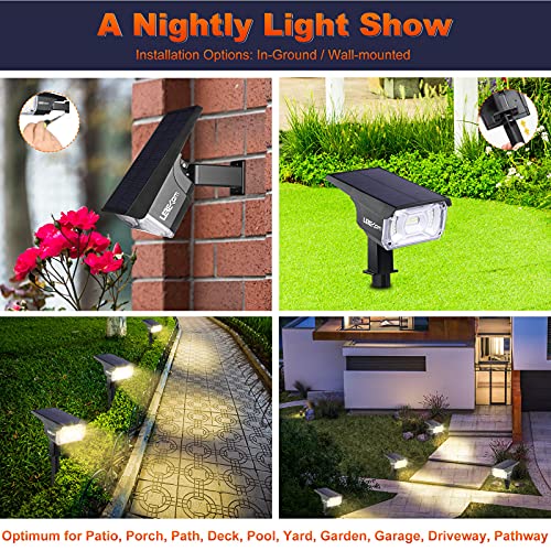 LEREKAM 40 LEDs Spotlights,IP65 Waterproof Solar Powered Landscape Spotlights 2-in-1 Wall Light, Outdoor Landscaping Lights Auto On/Off for Yard Garden 2Pack Warm-White - color: Warm White, size: 2 Pack
