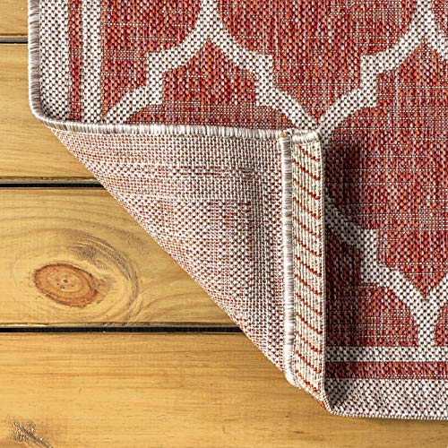 JONATHAN Y Moroccan Trellis Indoor Outdoor Area Rug 6X9 Red/Beige, Trebol Textured Weave for Backyard, Patio, Porch, Easy-Cleaning, High Traffic, Pet-Friendly, Non-Shedding (SMB109C-6) - color: Red/Beige, size: 6' x 9' (Rectangular)