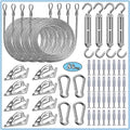 84 Pcs Sun Shade Sail Hardware Kit with Cable Wire Rope for Rectangle Square Triangle Shade Sail Installation, 6 inch 304 Grade Stainless for Garden,Outdoors,DIY Crafts,Railing - size: 84 Pcs Hardware Kits+Cables for Rectangle/Triangle