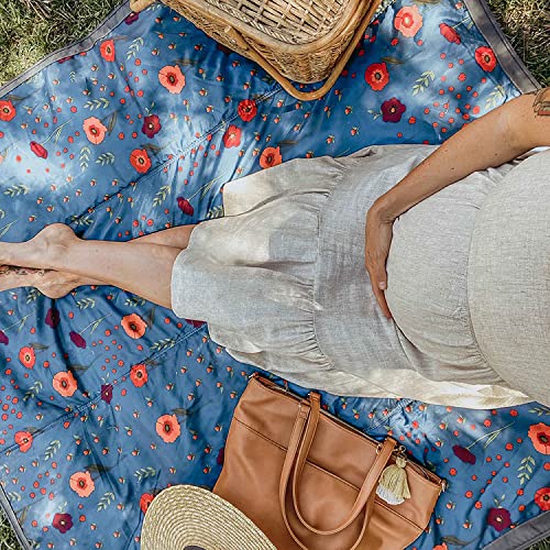 Little Unicorn 5'x7' Outdoor Family Picnic & Beach Blanket | Durable & Water-Resistant Fabric | Compact Fold & Easily Wipes Clean | Zipper Pocket (Midnight Poppy) - color: Midnight Poppy, size: 5 x 7