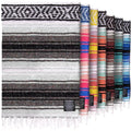 Hydration Nation Authentic Extra Large Mexican Blanket (70"x50") - Handwoven Yoga, Serape- Artisanal Falsa, Beach, Camping, Picnic, Outdoor(Gray) - color: Gray