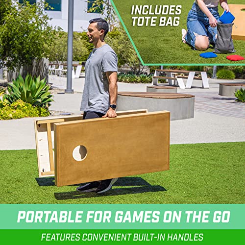 GoSports Premium 4 ft x 2 ft Regulation Competition-Ready Cornhole Board Set - Thick Wooden Board with Stop and Slide Bags - Complete Set for Yard Games, Backyard Outdoor Party Events - style: Light Brown