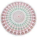 raajsee Mandala Round Beach Tapestry Hippie/Boho Beach Blanket Roundie/Indian Cotton Throw Bohemian Round Table Cloth/Yoga Mat Meditation Picnic Rugs 70 inch Circle (WHITE BROWN) - color: WHITE BROWN