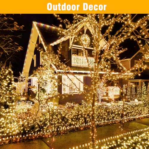Nisocy 200 LED Christmas Connectable String Lights Outdoor Waterproof – Warm White Fairy Lights with Plug, Tree Lights for Patio, Garden, Bedroom, Wedding, Party, Decor (66FT) - style: 66FT, Warm White