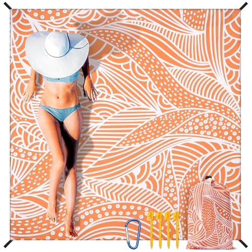 HIHOHO Beach Blanket Waterproof Sandproof Extra Large Beach Mat 79" X 83"/120"x108"for 1-8 Adults Quick Drying Durable Outdoor Picnic Mat for Beach Travel Camping Hiking