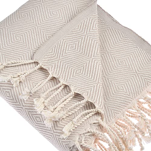 Personalized Embroidered Beach Towel | Throw Blanket, Easy Carry, Sand Free, Highly Absorbent, Quick Dry, Turkish Towels for Travel Camping Bath Sauna Beach Gym Pool Yoga SPA by Lahammam, Asia, Beige - color: Beige, size: Asia