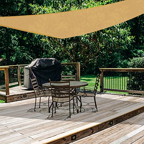 AsterOutdoor Sun Shade Sail Triangle 16' x 16' x 16' UV Block Canopy for Patio Backyard Lawn Garden Outdoor Activities, Sand - color: Sand, size: 16' X 16' X 16'