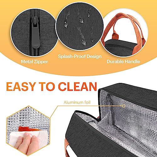 Lunch Bag for Women & Men Adult Insulated Lunch Box, Small Leakproof Cooler Food Lunch Containers Reusable High Capacity Lunch Tote Bags for Work, Travel, Outdoor (Black) - color: Black
