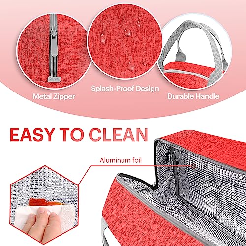Lunch Bag for Women & Men Adult Insulated Lunch Box, Small Leakproof Cooler Food Lunch Containers Reusable High Capacity Lunch Tote Bags for Work, Travel, Outdoor (Red) - color: Red