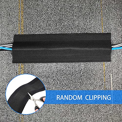 Syhood Cord Cover Floor Cable Protector Carpet Wire Cover Floor Cable Management for Office Carpet Organized and Protect(4 Inch X 15 Feet,Black) - color: Black, size: 4 Inch X 15 Feet