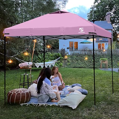 10x10 Pop Up Canopy Replacement Top Cover with Air Vent for Straight Leg Canopy Tent, Waterproof for Outdoor Garden Patio Camping Sun Shade (Pink) - color: Pink