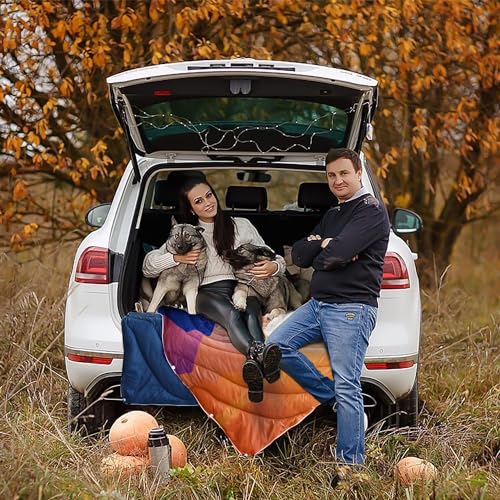 zzlamb Camping Blanket for Cold Weather,Outdoor Puffy Blanket Portable Down Alternative,Windproof Warm Cloak with Snaps,Cozy Quilt Backpacking Picnic RV Travel Plane Car Hammock Beach Climbing - color: Sun Setting, size: 52x75in