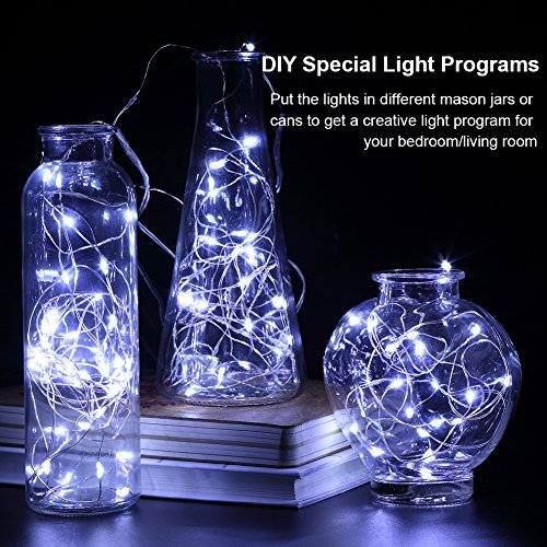 GDEALER 2 Pack Fairy Lights 20 Ft 60 Led Battery Operated Twinkle Lights with Remote Waterproof Twinkle Lights 8 Modes Fairy String Lights for Party Bedroom Wedding Decorations-White - color: Cool White