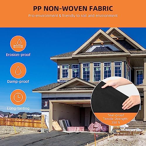 Towallmark Geotextile Landscape, 4ft x 100ft & 6oz Geotextile Fabric, PP Drainage 350N Tensile Strength & 440N Load Capacity, for Driveway & Road Stabilizationr, Erosion Control, French Drains - size: 4ft x 100ft & 6oz