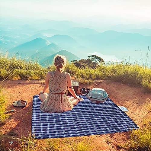 Wind Tour Waterproof Picnic Blanket with Carry Strap - Foldable Sandproof Outdoor Mat for Camping, Beach, Park - 59" x 71",Navy Blue(Single Mat) - color: 59" X 71",navy Blue(single Mat)
