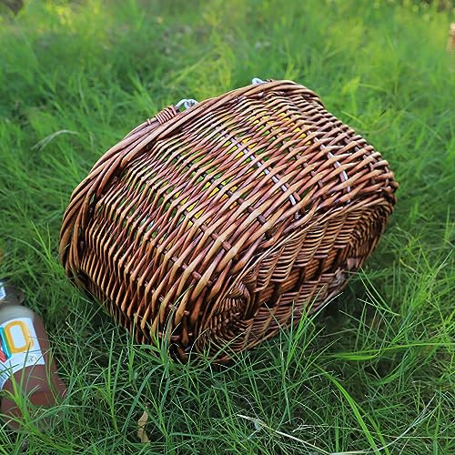 Wicker Picnic Baskets with Handles.Kingwillow. (Brown) - color: Brown