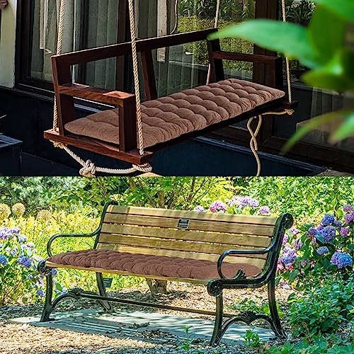 Lounge Chair Cushion Faux Linen Chaise Lounge Cushion with Ties Indoor Long Bench Cushion for Recliner Deck Chair Dormette Swing Bench 63 Inch Coffee - color: Coffee