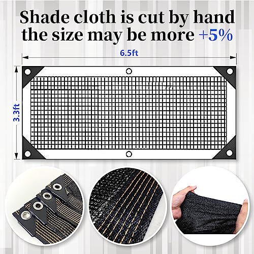 Glieskir 70% Black Shade Cloth for Garden, 6.5x3.3FT Resistant Garden Sun Shade Net, Durable Mesh Shade Tarp with Reinforced Grommets for Greenhouse, Plant, Chicken Coop, Pergola,Canopy - color: 6.5ftx3.3ft