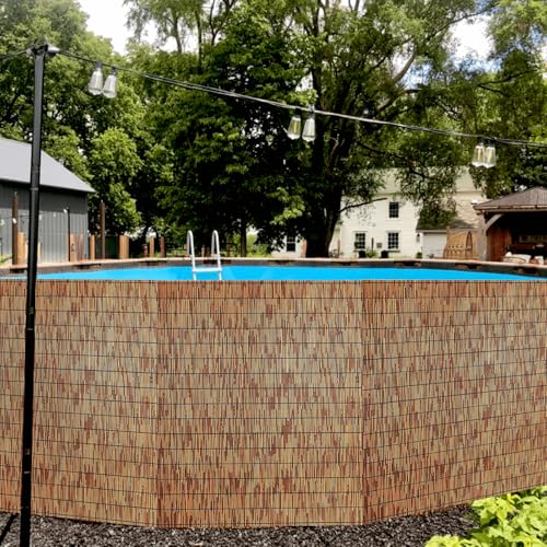 KOIUEYW Bamboo Reed Fencing, Light Russet Bamboo Fence Rolls 4 Feet High, Decorative Reed Screen Privacy Curtains for Patio Balcony Garden Backyard Outdoor, 4 x 16 FT (2 Pcs) - color: Light Russet, size: 4 x 16 FT (2 Pcs)