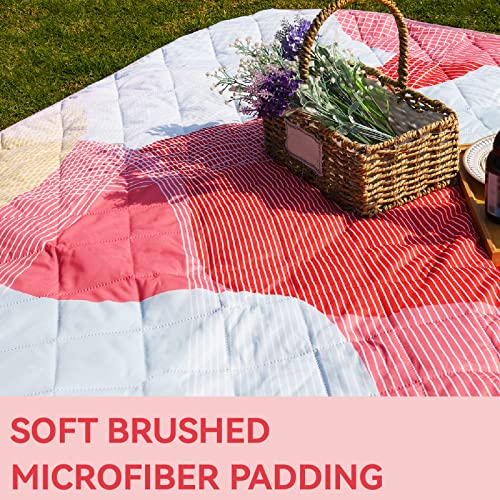 Whale Flotilla Extra Large Waterproof Picnic Blankets 60"x80", Foldable Lightweight Outdoor Blanket for Camping, Hiking, Traveling, Soft Portable Easy to Clean Picnic Mat for Beach Grass Park, Red - color: Red