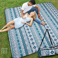 Picnic Blankets Extra Large Outdoor - Beach Blanket Waterproof Sandproof with Shoulder Strap, Machine Washable, Picnic Mat with Stakes for Grass Concert, Park, Lawn,Travel, Spring Summer. Blue - color: Blue