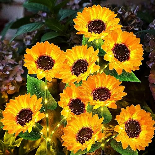 KOOPER Solar Lights Outdoor Decor - 6 Pack Solar Garden Lights with 18 Sunflower Lights, Auto ON/Off, Waterproof for Garden, Patio, Backyard - size: 6 Pk